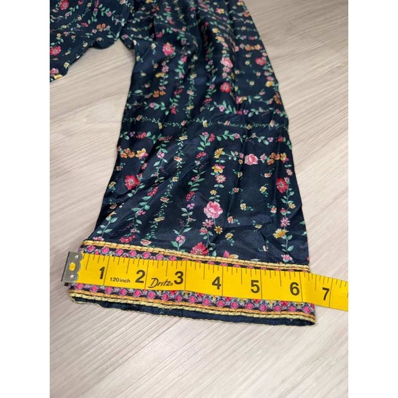 Johnny Was Floral Print Tunic Top Women Size M Dark Blue Button Up Long Sleeve - Picture 4 of 13